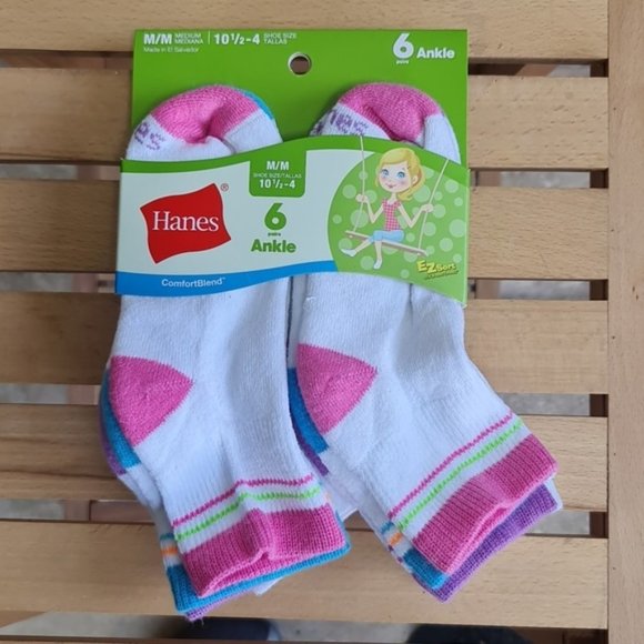 Hanes Kids Girls 6-pack Assorted Socks - Picture 2 of 4